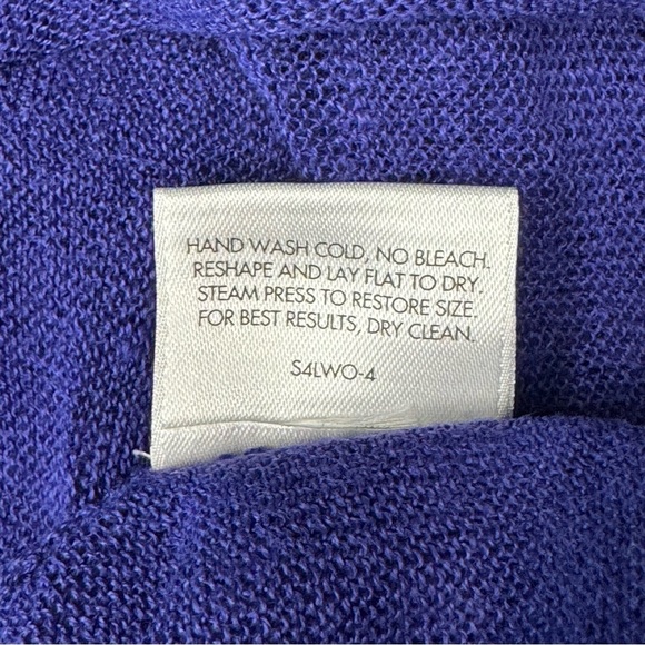 EILEEN FISHER 100% Organic Linen Tee Top Purple Blue Lightweight Summer Size PP - Picture 7 of 16